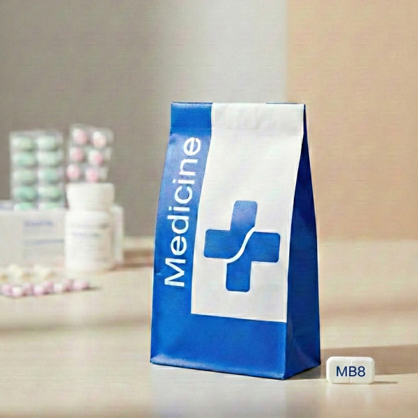 MB8 extra-large wide white pharmacy paper bag 180x110x300mm by Prameera Pvt. Ltd.