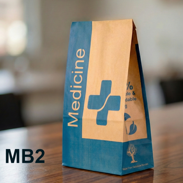 MB2 small brown kraft pharmacy paper bag 80x50x210mm by Prameera Pvt. Ltd.