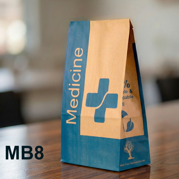 MB8 extra-large wide brown kraft pharmacy paper bag 180x110x300mm by Prameera Pvt. Ltd.